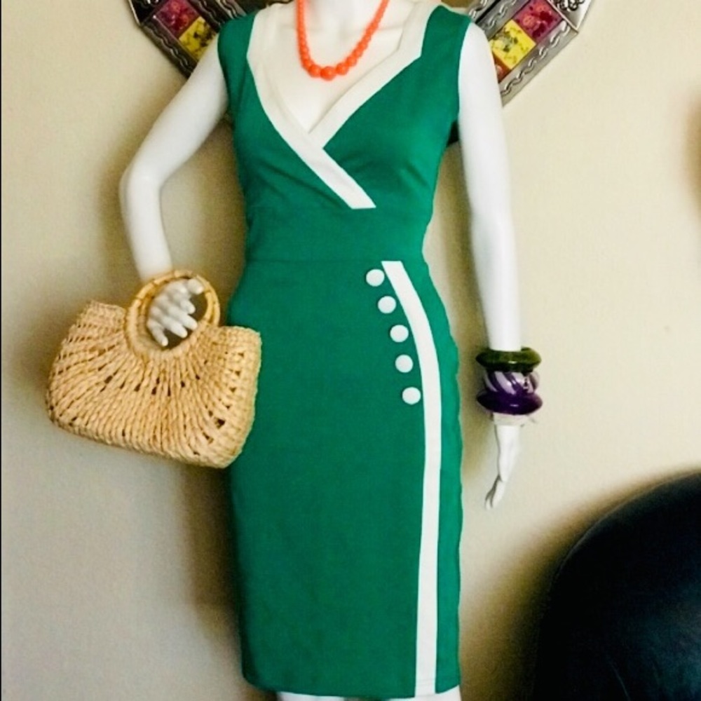 Vintage Green Dress Mod / Mad Men